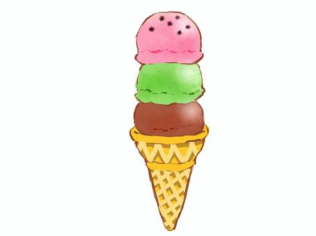 アイス 三段 アイス 三段 アイス,アイスクリーム,スイーツのイラスト素材