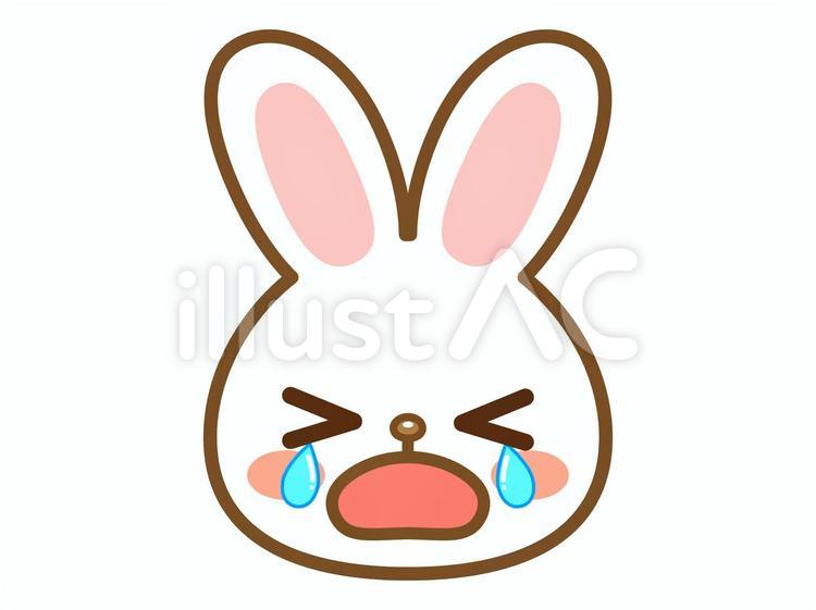 泣いているウサギの顔アイコン＿ベクター ウサギ,泣く,涙のイラスト素材