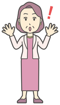  お金持ちマダム-086-全身 おばさん,びっくり,中年,女性,富裕層,マダム,裕福,お金持ち,ミセス,おばちゃんのイラスト素材