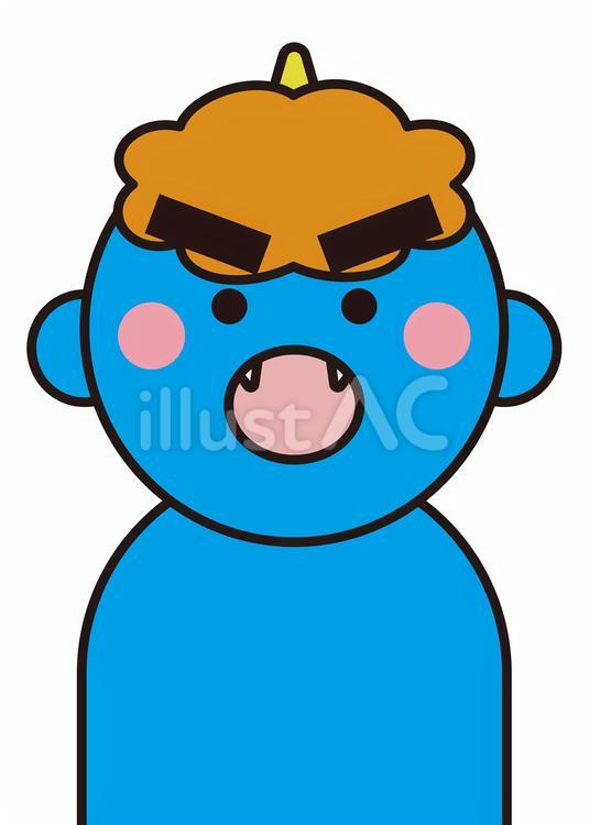 4_節分_2月・青鬼・上半身・怒る 鬼,節分,2月のイラスト素材