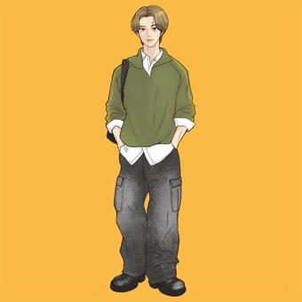 カジュアルボーイ カジュアル,デニム,青年,イケメン,漫画のイラスト素材