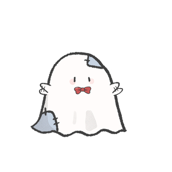 ゆるかわ手描きイラスト　おばけ62 おばけ,リボン,かわいい,ゆるい,手描き,キャラクター,シンプルのイラスト素材