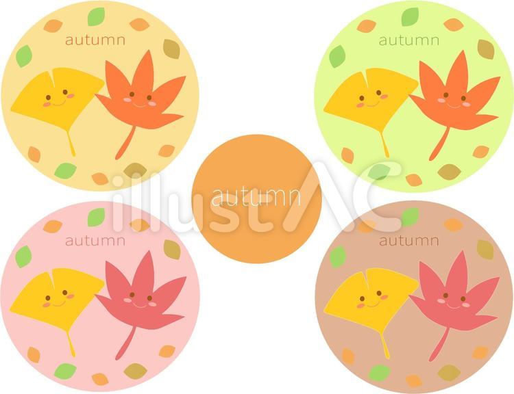 もみじ　いちょう　アイコン　秋　セット もみじ,いちょう,アイコンのイラスト素材