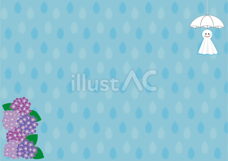 雨の中の紫陽花とてるてる坊主 紫陽花,雨,てるてる坊主のイラスト素材