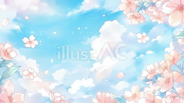 桜と青と雲 さくら,桜,背景のイラスト素材