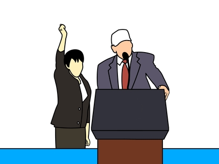 演説 人,人物,男性,女性,代表,首脳,要人,幹部,権力者,スピーチのイラスト素材