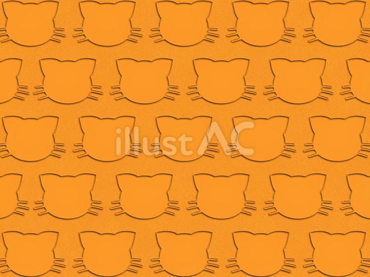 ネコの顔アウトラインO オレンジ,猫,シルエットのイラスト素材