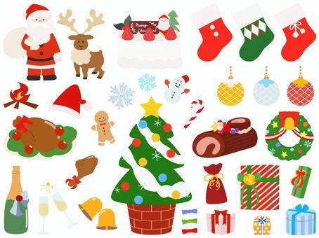 Christmas illustration set color, natal, bolo, arbusto de noel, JPG, PNG and AI