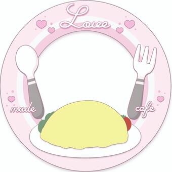 アイコンリング メイドカフェ風 メイド,カフェ,かわいい,ピンク,アイコンリング,オムライスのイラスト素材
