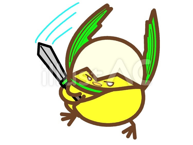 緑色の勇者ひよこの剣戟アイコン ひよこ,勇者,鳥のイラスト素材
