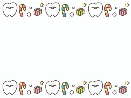 歯とクリスマスのモチーフのフレーム背景 歯とクリスマスのモチーフのフレーム背景 歯,歯科,ゆるい,かわいい,手書き,フレーム,背景,手紙,メモ,スライドのイラスト素材