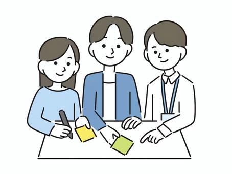 ワークショップに参加する人々 ワークショップ,会議,まちづくり,話し合い,ディスカッション,ワーク,女性,男性,参加のイラスト素材