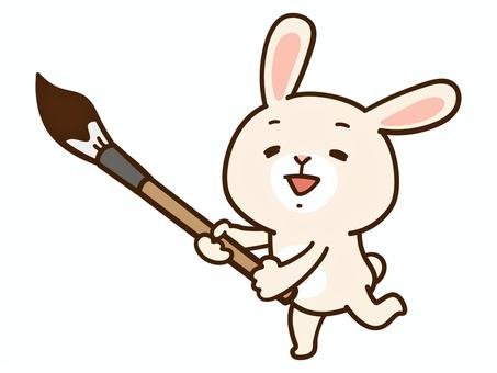 rabbit with brush, , JPG, PNG and AI