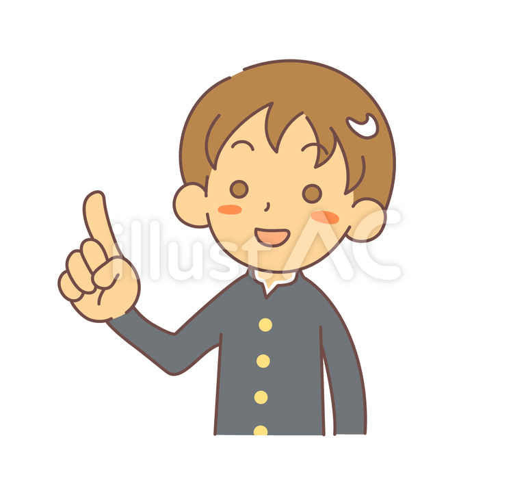 指さし　男子学生 指差し,ポイント,注意のイラスト素材