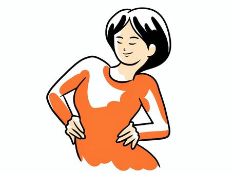 自信満々の女性 人物,自信満々,女性,自慢,慢心,線画,フリーハンド,カラーのイラスト素材