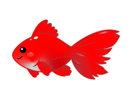 １匹の金魚 金魚,魚,生き物,観賞魚,尾びれ,教材,赤,ぷっくり,ふっくら,つやのイラスト素材