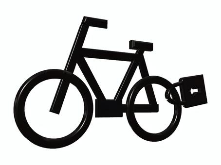 自転車マークに南京錠　立体的 自転車,施錠,チャリ,カギ,防犯,セキュリティ,ロック,南京錠,乗り物,アイコンのイラスト素材