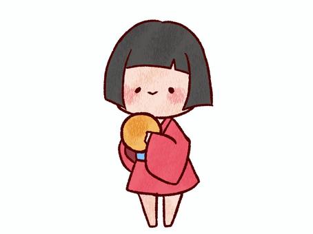 座敷わらし 座敷わらし,妖怪,架空,女の子,ゆるい,カットのイラスト素材