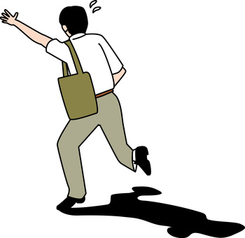 追う男性 走る,追う,焦る,急ぐ,後ろ姿,バッグ,半袖,男性,影のイラスト素材