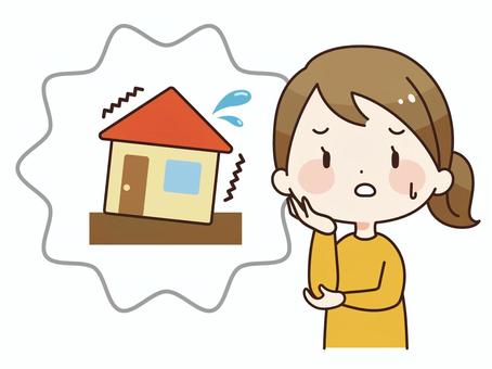 傾いた住宅を心配する女性 住宅,住まい,傾き,地盤,沈下,問題,家,女性,お母さん,20代のイラスト素材