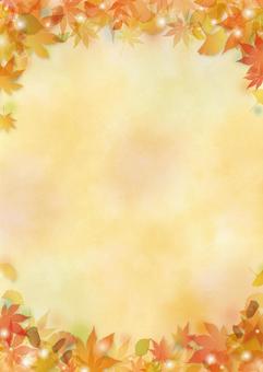 紅葉背景01_縦 秋,もみじ,紅葉,葉っぱ,9月,10月,11月,水彩,フレーム,背景のイラスト素材