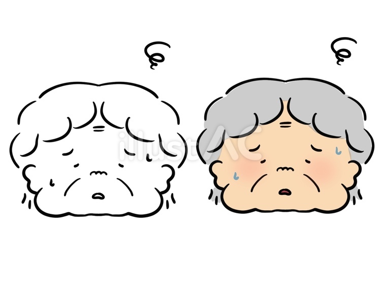 熱中症になるおばあちゃん シニア,高齢者,熱中症のイラスト素材