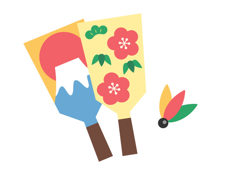 羽子板のアイコン 玩具,シンプル,ベクター,羽子板,羽付,昭和,正月,お正月,1月,レトロのイラスト素材