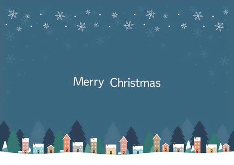 クリスマスの背景イラスト06 クリスマス,街並み,雪,雪の結晶,12月,冬,風景,木,おしゃれ,スタイリッシュのイラスト素材