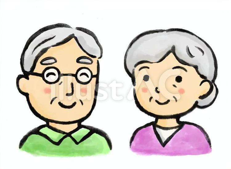 シニア夫婦２ 夫婦,お爺さん,お婆さんのイラスト素材