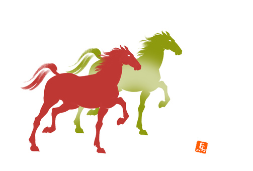 令和八年　午年年賀素材２彩