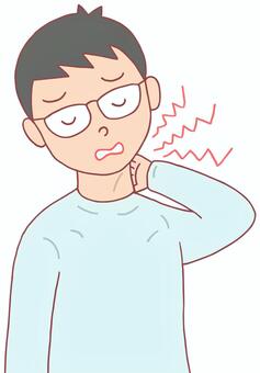 首凝り・こわばり 首凝り,こわばり,首痛,筋肉痛,凝り,痛み,疾患,男性,人物,イラストのイラスト素材
