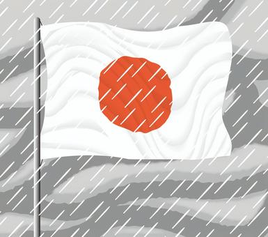 日の丸雨 日の丸雨 日の丸,雨,空,雲,悪天候,国旗,日本,布,なびく,風のイラスト素材