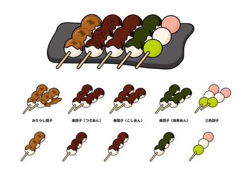 Illustration, skewers dumplings, dumpling, dango, 