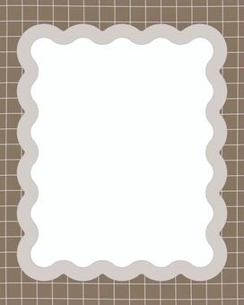 みなみうねうねフレーム茶色 フレーム,枠,飾り,うねうね,なみなみ,韓国風,淡色,パステルカラー,チェック柄,柄のイラスト素材