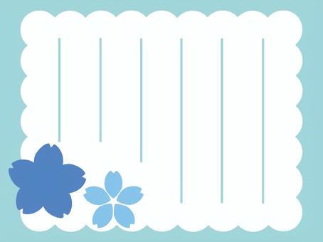 Blue cherry blossom vertical writing paper, , JPG and PNG