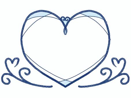 ハートの飾りフレーム青 ハート,フレーム,枠,手描き,背景透過,バレンタイン,愛,素材,パステルカラー,おしゃれのイラスト素材