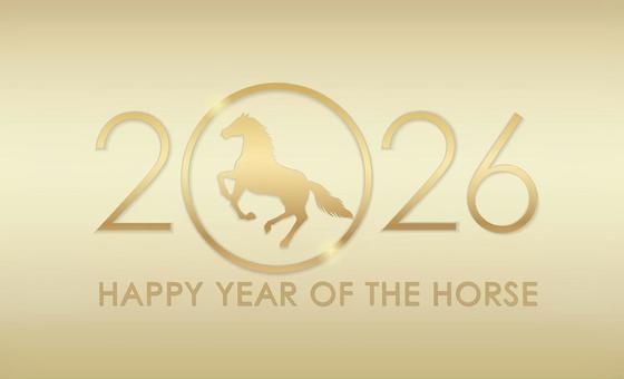 2026年の年賀素材　午年のシンボル 2026年,2026,文字,数字,ロゴ,テキスト,英語,新年,西暦,年賀のイラスト素材