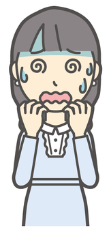  ワンピースお嬢様-213-バスト 混乱,お嬢様,女性,女の子,オシャレ,人物,かわいい,パニック,慌てる,焦るのイラスト素材