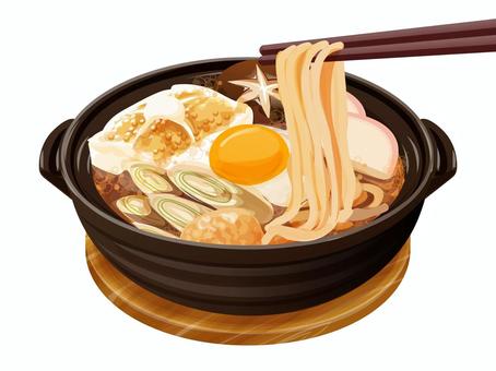 Illustration, miso stewed udon, cake, winter, 