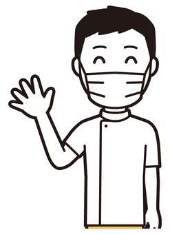  理学療法士男(黄)-114-バスト マスク,理学療法士,整体師,白衣,医療,病院,柔道整復師,カイロプラクティック,鍼灸師,マッサージ師のイラスト素材