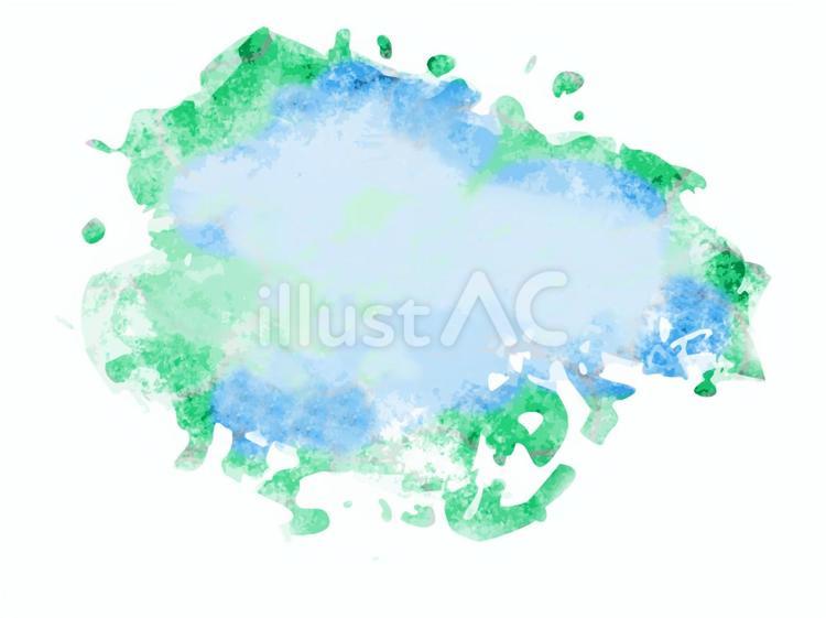 青と緑の水彩絵具のにじみ＿フレーム 吹き出し,水彩,絵の具のイラスト素材