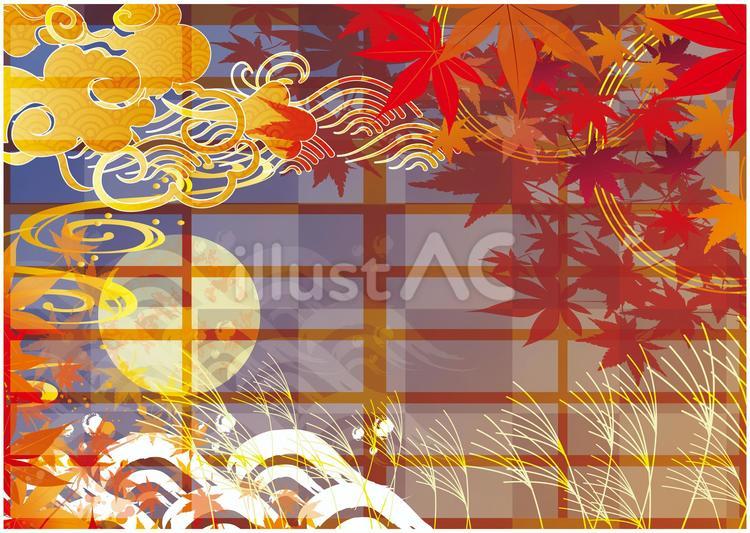 秋の和風背景 秋,紅葉,秋季のイラスト素材