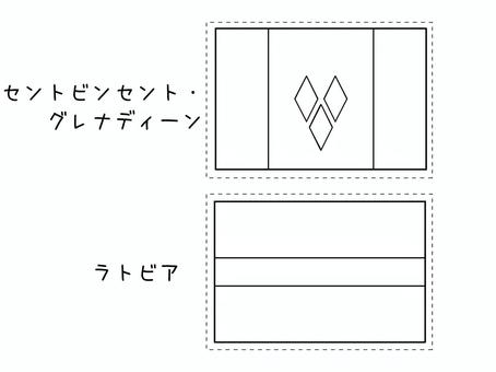 国旗2種　72 国旗,フラッグ,脳トレ,塗り絵,セントビンセント・グレナディー,ラトビアのイラスト素材