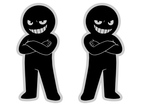 にやけ顔の悪人Ｅ腕組み２ 悪人,にやける,悪,悪役,悪意,嘲笑,あざけ笑い,悪行,いたずら,ずるのイラスト素材