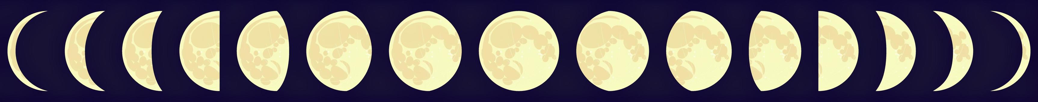 Illustration, full moon, hanging out, crescent moon, 