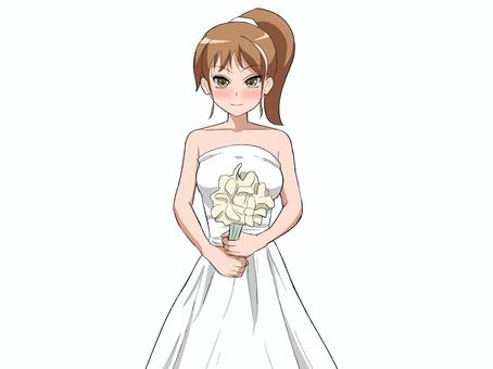 ウエディングドレス姿の女性 ウエディングドレス,結婚式,花嫁,新婦,女性,女の子,人物,アニメ絵,萌え系のイラスト素材