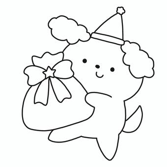 クリスマスプレゼントを持った犬 クリスマスプレゼントを持った犬 クリスマス,プレゼント,犬,持つ,動物,サンタ,帽子,モノトーン,塗り絵,可愛いのイラスト素材