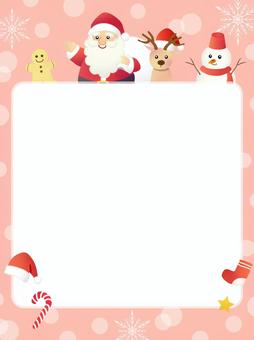 クリスマスの背景、フレーム46 クリスマス,サンタクロース,フレーム,背景,チラシ,トナカイ,ジンジャーマン,雪だるま,靴下,サンタ帽子のイラスト素材