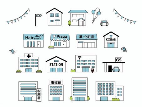 220423. 城市集 3,2c, JPG, PNG 和 AI 220423. 城市集 3,2c, 建築, 圖標, 設置, JPG, PNG 和 AI