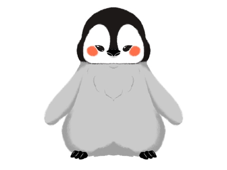 手描き風 コウテイペンギンのヒナ 1 手描き風,ペンギン,かわいい,シンプル,もふもふのイラスト素材